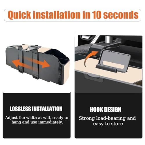 Back Seat Car Organizer,5 in 1 Multifunctional Car Back Seat Storage Box with Trash Can Drink Cup Holder Tissue Box, for Hold Phone,Snacks, Drinks, Handbag-Beige - color: Beige