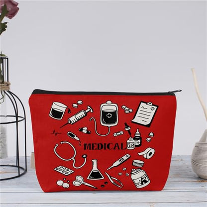 Medicine Storage Pouch with Diabetes, Medicines Bag, and Medical Supply Designs, White Canvas Zipper Cases, Multi-Use Functionality (Gift for Birthdays, Graduation, Christmas) (Style F) - style: Style F