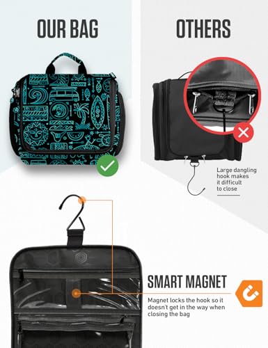 VENTURE 4TH Hanging Travel Toiletry Bag for Women & Men – Large Toiletry Organizer with 17 Compartments, Removable TSA Pouch, Travel Wash Bag for Toiletries, Makeup & Shaving Kit (Surfing Vibes) - color: Surfing Vibes