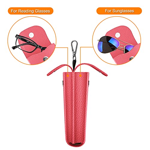 FINTIE Double Glasses Case with Carabiner Hook, Portable Vegan Leather Eyeglass Case Anti-scratch Sunglasses Pouch - color: Watermelon
