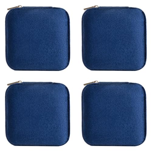 ZPROW Plush Velvet Travel Jewelry Case, Travel Jewelry Organizer, Jewelry Travel Case, Travel Jewelry Box, Small Jewelry Case, Jewelry Travel Box, Earring Organizer with Mirror - NavyBlue 4packs - color: Velvet 4 Pack - Navy Blue