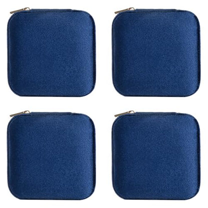 ZPROW Plush Velvet Travel Jewelry Case, Travel Jewelry Organizer, Jewelry Travel Case, Travel Jewelry Box, Small Jewelry Case, Jewelry Travel Box, Earring Organizer with Mirror - NavyBlue 4packs - color: Velvet 4 Pack - Navy Blue