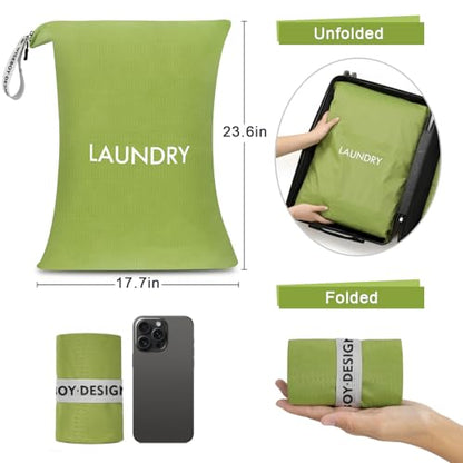 WiseBoy 2 Pack Laundry Bags, Travel Laundry Bag for Dirty Clothes, Washable Nylon Wet Dry Bag, Swimming Yoga Bathing Suit Workout Wet Dry Bags - color: Green