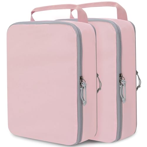 Extra Large Compression Packing Cubes for Travel Essentials, 2 Set Expandable Travel Cubes for Packing Compression Bags Luggage Suitcase Organizer, Pink - color: Pink-XL, size: X-Large
