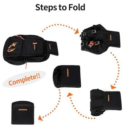 FENGDONG 35L Lightweight Foldable Waterproof Packable Travel Small Hiking Backpack Daypack for men women - color: Black Orange