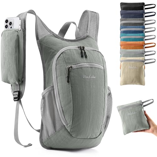 Uselike 10L Small Hiking Backpack Travel Daypack Lightweight Packable Back Pack for Women Men(Light Grey) - color: Light Grey