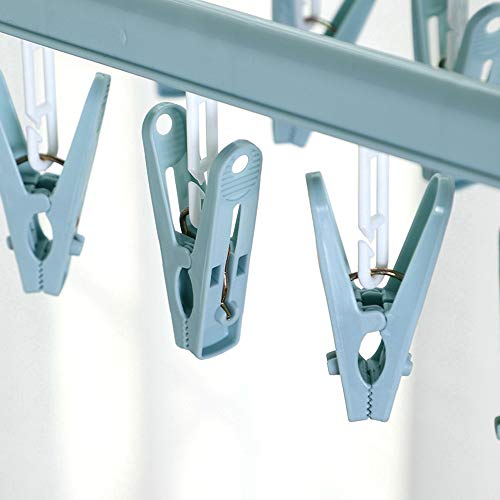 Clip and Drip Hanger Clothes Hanger Drying Rack 32 Clips (Light Blue) - color: Light Blue