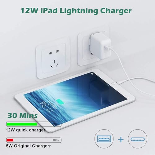 iPad Charger,Foldable Apple Fast Charger Cube 12W USB Wall Charging Block Portable i Pad Adapter with 6Foot Long USB A to Lightning Cable Cord Fast Charging for iPad 9/8/7/6/5/4,Mini5/4/3/2/1,Air3/2/1 - size: 1PACK 6FT
