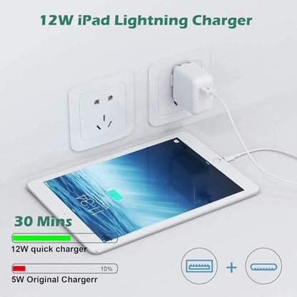 iPad Charger,Foldable Apple Fast Charger Cube 12W USB Wall Charging Block Portable i Pad Adapter with 6Foot Long USB A to Lightning Cable Cord Fast Charging for iPad 9/8/7/6/5/4,Mini5/4/3/2/1,Air3/2/1 - size: 1PACK 6FT
