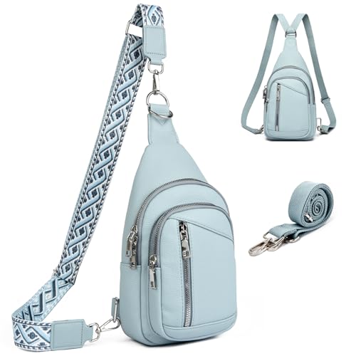 MYHOZEE Small Diaper Bag Crossbody Sling Purse for Women - 2 in 1 Leather Backpack with 2 Straps for Short Trips Work Daily | Mini diaper bag - color: F186-lychee Blue