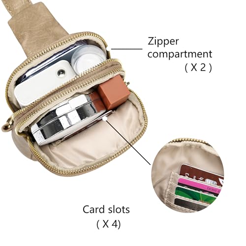 Haytijoe Small Anti Theft Crossbody Bag for Women Faux Leather Lightweight Sling Bags RFID Blocking Fanny Pack for Travel - color: Khaki