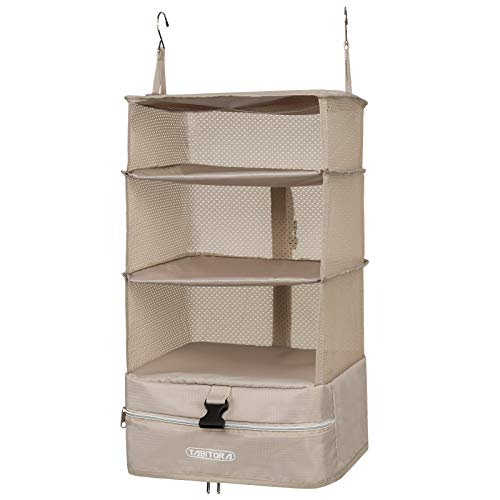 TABITORA Portable Hanging Travel Shelves Bag Packing Cube Organizer Suitcase Storage Large Capacity - color: Beige, size: Large