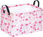 MAIZMZ Girls Gift Basket Heart Print Storage Cube for Women, Closet Shelf Organizer Bins Empty Gift Basket with Handles Nursery hamper Kids Toys Books Box Room Deco - color: Heart