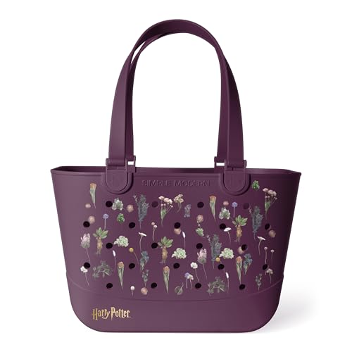 Simple Modern Harry Potter Large Beach Bag | Waterproof Getaway Rubber Tote with Zipper Pocket for Travel, Pool, Boat, Groceries, Sports | Harry Potter Herbology - color: Harry Potter: Herbology, style: Large