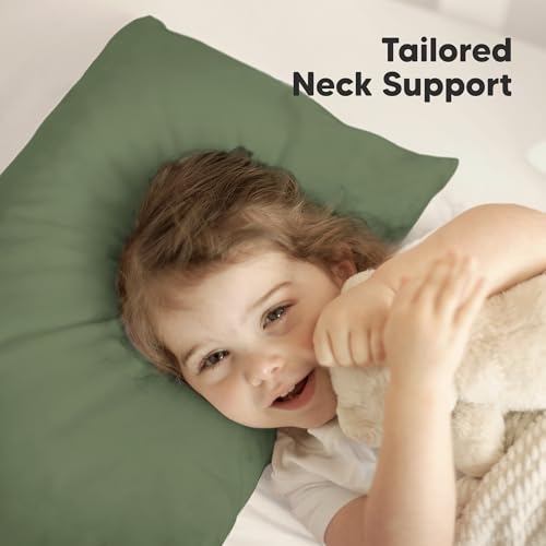 KeaBabies Organic Toddler Pillow with Pillowcase, Jumbo 14X20 - Soft Cotton Toddler Pillows for Sleeping - Machine Washable - Perfect for Travel, Toddler Bed Set (Jungle Green) - color: Jungle Green