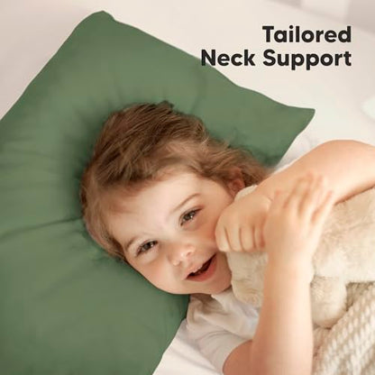 KeaBabies Organic Toddler Pillow with Pillowcase, Jumbo 14X20 - Soft Cotton Toddler Pillows for Sleeping - Machine Washable - Perfect for Travel, Toddler Bed Set (Jungle Green) - color: Jungle Green