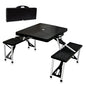 Picnic TIME Portable Folding Picnic Table with Seats for 4, Collapsible Aluminum Table with Benches & Umbrella Hole, Lightweight Foldable Table for Camping, Travel, Backyard, Tailgating | with Umbrella Hole - color: Black