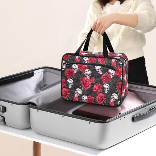 MNSRUU Toiletry Bag, Gothic Skulls Pattern, Waterproof Cosmetic Case for Travel, Women - color: Skulls 007