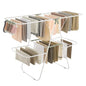 SONGMICS Clothes Drying Rack, Foldable 2-Level Laundry Drying Rack, Free-Standing Laundry Airer, with Height-Adjustable Wings, 33 Drying Rails, Sock Clips, White and Green ULLR053C01V1 - color: White + Green, size: 2 Tiers（22"d x 61.8"w x 64.3''h )