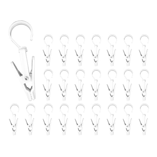 24PCS 4" Plastic Swivel Hooks with Clips, Strong Laundry Hangers, Rotating Clips for Clothes, Towels, Closet Organization, Home & Travel Use (White) - color: White