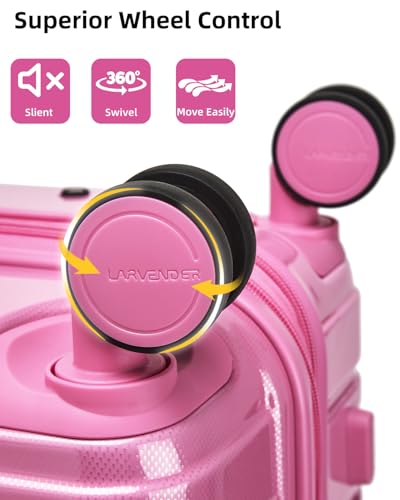 LARVENDER Carry on Luggage 22x14x9 Airline Approved Hardshell Suitcase with Wheels TSA Lock, PC+ABS Lightweight Suitcase Set for Women with Travel Backpack, Glossy Berry - color: Glossy Berry (XL-BP), size: 3 Piece Set (Backpack/TB/20)