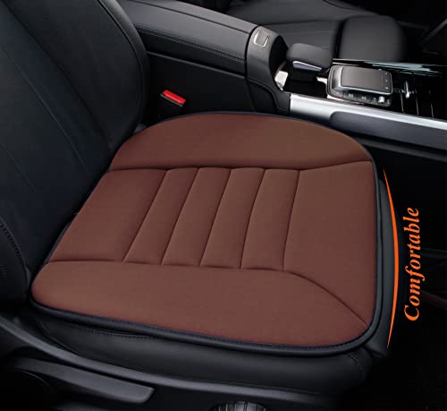 kingphenix Car Seat Cushion with 1.2inch Comfort Memory Foam, Seat Cushion for Car and Office Chair (Brown) - color: Brown, size: 1 Front Seat Cushion