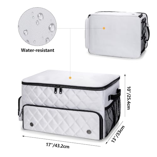PGmoon 2 Layer Golf Trunk Organizer, Golf Car Storage Organizer with Individual Ventilated Compartment for 2 Pairs Shoes, Golf Car Locker for Balls, Clothes, Tees, Gloves, Accessories (White) - color: White