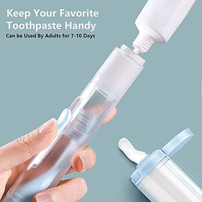 2Pcs Travel Toothbrushes Kit Fold Travel Size Toothbrushes Built-in Toothpaste Container, Including 2 Cleaner Head Soft Bristles for Camping, School, Business Trip (Blue, White) - color: Blue&white
