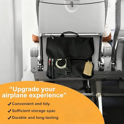 Airplane Seat Storage Pocket, International Travel Essentials,Airplane Pocket Organizer, Airplane Travel Accessories,Removable Toiletry Bag Designed - color: black