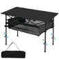 SHANQUAN Camping Table Roll up Table, Fold up Lightweight Compact 4-6 Person Portable Adjustable Height Roll up Aluminum Table with Carry Bag for Outdoor, Camping, Picnic, Backyards, BBQ - size: 47.2*25.6 inch/Adjustable