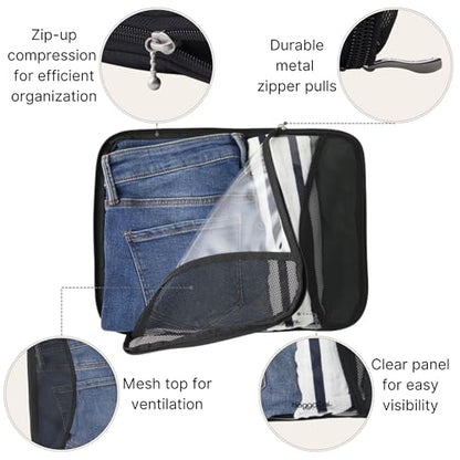 Baggallini Compression Cube 3-piece set - Lightweight Compression Packing Cubes for Travel - color: Black