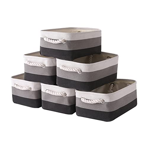 Small Storage Baskets for Shelves,Fabric Storage Baskets for Closet,Rectangular Collapsible Baskets for organizing Clothes,Books,Gifts - color: Gray Gradient, size: Small (Pack of 6)
