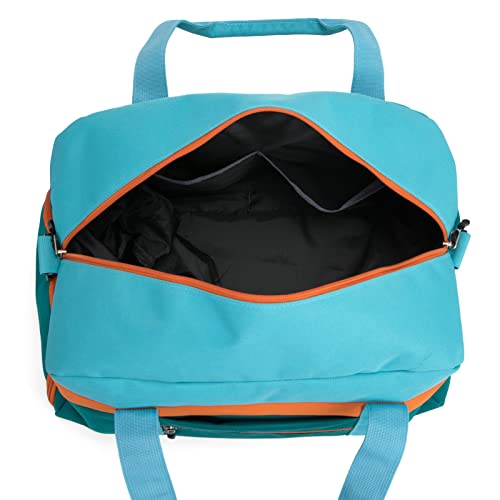 Kids Duffle Bag for Boys or Girls, Fit Sports Practice, or Overnight Travel Weekend (Blue Green) - color: Blue Green