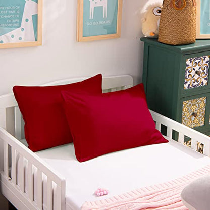 NTBAY Egyptian Cotton Toddler Pillowcases - Set of 2 - Travel Pillow Cases - 500 Thread Count Cotton 13x18 Pillow Covers - Envelope Closure Nursery Pillowcases, 13x18 Inches, Red - color: Red