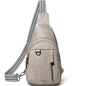 LATMAP 7L Sling Bag for Women Men Leather Small Sling Backpack Daypack Anti Theft Fanny Pack Crossbody Purse Travel - color: Regular Size-greyish