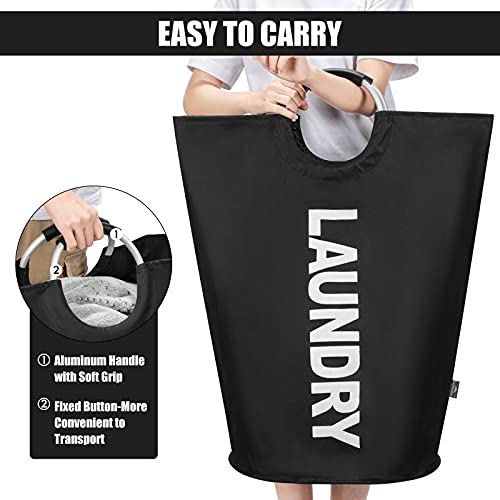 DOKEHOM 125L X-Large Laundry Basket, Collapsible Laundry Bag, Freestanding Tall Clothes Hamper, Foldable Washing Bin (Black) - color: Black, size: 125L