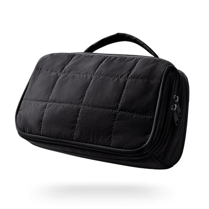 Marscamd Travel Makeup Bag for Women, Puffy Cosmetics Organizer with Waterproof Pockets, Toiletry Pouch for Makeup Brushes, Skincare & Travel Essentials, Black (Bag Only) - color: Black