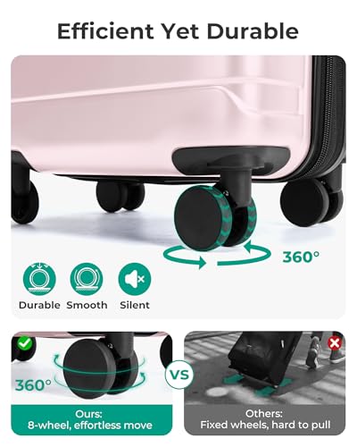 BAGSMART Carry On Luggage 22x14x9 Airline Approved with Spinner Wheels,Lightweight 20 Inch Luggage with TSA Lock,Expandable Hard Shell Carry On Suitcases for Men Women,Pink - color: Pink
