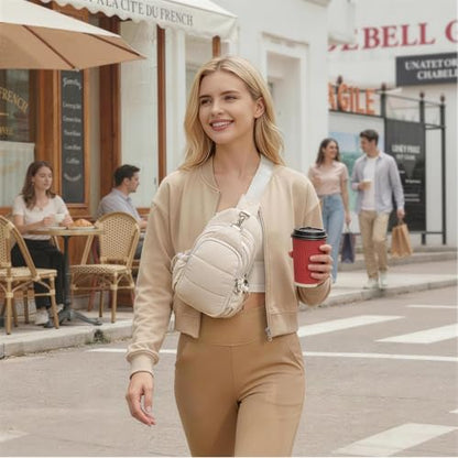 TOPEAST Sling Bag for Women, Anti-Theft Crossbody Bag with RFID Blocking & Water Bottle Holder for Travel, Water-resistant - color: Beige