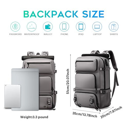 FUTURE AESTHEICS Travel backpack Carry-on Travel Backpack For Women Men Flight Approved Business Weekender Overnight Waterproof Daypack (Grey) - color: Grey