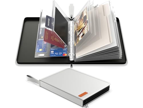Important Document Organizer Zipper Binder, Fireproof Document Bag for Birth Certificate Protector, Waterproof Bill Organizer in Case I Go Missing Binder for Home Safe, 4 Ring Receipt Holder(Sliver) - color: Sliver