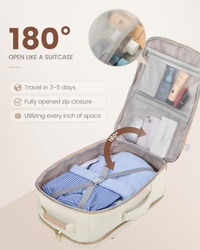 LOVEVOOK 40L Travel Backpack Flight Approved Carry on Backpack,3 Packing Cubes,Waterproof Personal Item Travel Bag,TSA Carry on Luggage Suitcase Travel Essentials,Gifts for Women & Men,fits 17" Laptop - color: Beige-flesh Beige, size: Large-40L-4Pcs