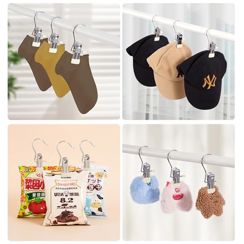 Hangers Clips,Stainless Multi Function Clip Hooks,Laundry Hanging Hooks Clips,Closet Hangers,Boot Clips， Hats Clips,Socks Clips,Pants Clips, Bras Clips (30, Black) - color: Black