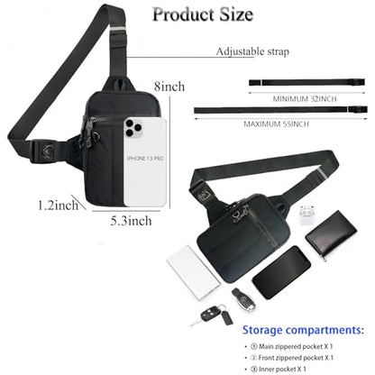 Mini Sling Bag for Men Crossbody,Small Chest Bag Casual Trendy Waterproof Lightweight Phone Crossover Daypack - color: Black Mini Anti Theft Crossbody Sling Bag