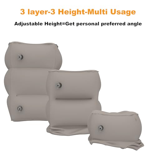 Inflatable Travel Pillow for Airplane, Adjustable Foot Rest Cushion for Under Sesk, Portable Foot Stool for Long Flights, Office and Home Use