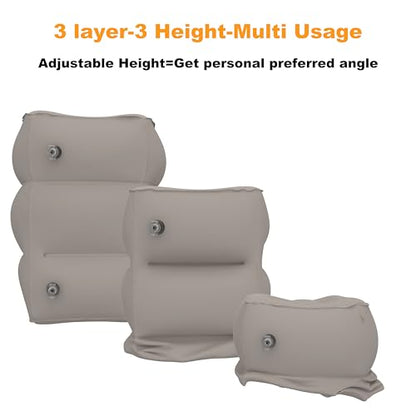 Inflatable Travel Pillow for Airplane, Adjustable Foot Rest Cushion for Under Sesk, Portable Foot Stool for Long Flights, Office and Home Use