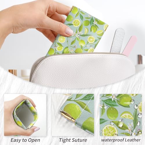 Glasses Case Soft, Eyeglass Cases for Women Portable Squeeze Top PU Leather 2 Pack Glasses Pouch with Cleaning Cloth - color: 2pcs Fruit Print
