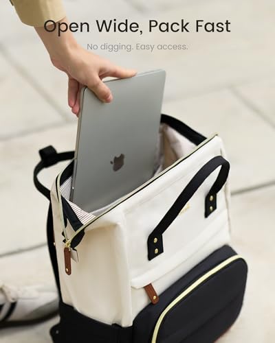 LOVEVOOK Laptop Backpack for Women, 15.6 Inch Work Business Backpacks Purse With Large Capacity, Waterproof Nurse Bag College Bookbag for School, Waterproof Casual Daypack for Travel - color: Beige-black, size: 15.6 INCH