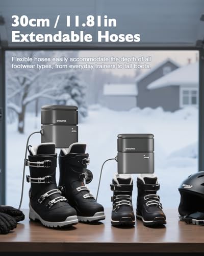 Snowpea Shoe Dryer,Ski Boot Dryer with Fan Heater,11.8in Extendable Hoses,Rapid Drying,3/6/9 Hour Timer, Portable, Compact - style: Bundle