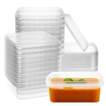 NYHI 8 oz 20 Pack Square Clear Deli Containers with Lids Disposable BPA Free Square Plastic Food Storage Containers with Lids Airtight for Meal Prep Take Out Kitchen - size: 8 oz